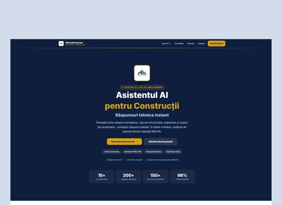 Site-ul ABS-BUILD SYSTEM, firmă de expertiză tehnică în construcții, după migrarea pe WordPress